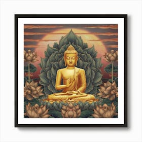 Serenity Of The Golden Buddha Art Print