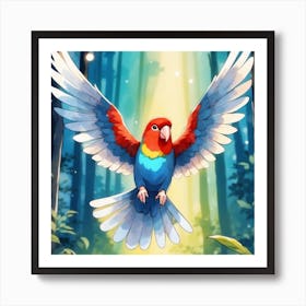 Parrot In The Forest Art Print