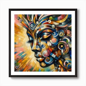 Portrait of a woman in abstract Art Print