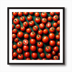 Red Tomatoes On Green Background Art Print