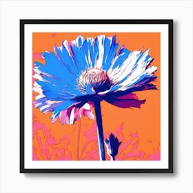 Andy Warhol Style Pop Art Flowers Cornflower 1 Square Art Print