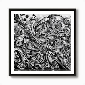 Abstract Black And White Graffiti Art Print