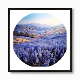 Blue Flowers In A Field Art Print