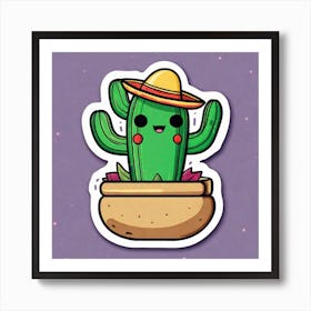 Cactus Inside Mexican Taco Sticker 2d Cute Fantasy Dreamy Vector Illustration 2d Flat Centere (1) Art Print