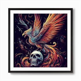 Phoenix And Skull Art Print