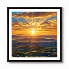 Sunset Over Rolling Hills Art Print