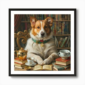Dog At The Library Art Print