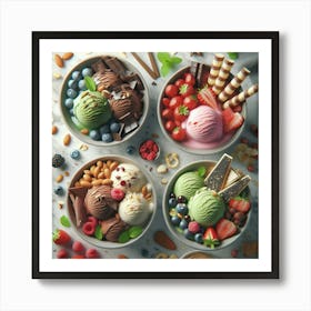 Ice Cream Bowls Art Print