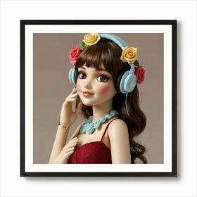 Doll With Headphones 1 Art Print