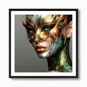 Girl In Masquerade - Stain Glass Inlay - 2 Of 6 Art Print