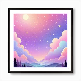 Sky With Twinkling Stars In Pastel Colors Square Composition 184 Poster