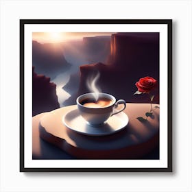 Coffee And Roses Art Print