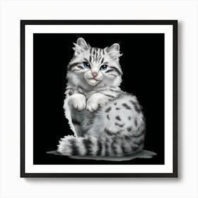 Cat With Blue Eyes 4 Art Print