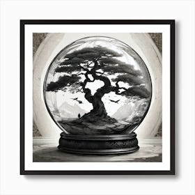 Tree In A Snow Globe Art Print