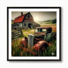 Antique Truck In High Grass 2 Copy Art Print