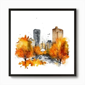 Boston Cityscape Watercolor Painting Poster