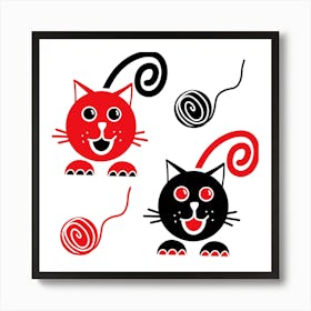 Cat Little Ball Animal Art Print