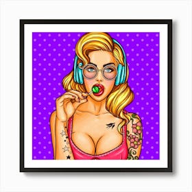 Pop Art Lolly Pop Girl Art Print