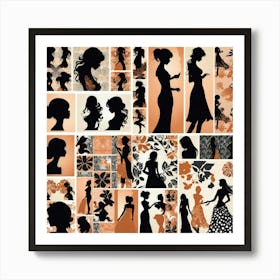 Silhouettes Of Women 3 Art Print