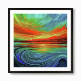 Sunset At The Beach 13 Art Print