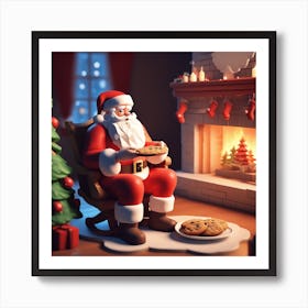 Santa Claus Eating Cookies 19 Art Print