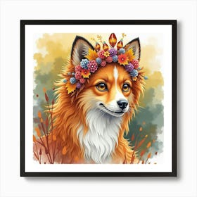 Topaz Tiara, Watercolor, Vibrant Autumn Forest 1 Art Print