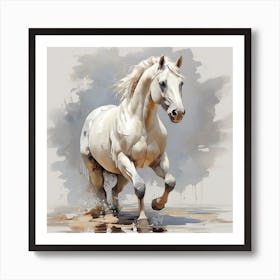 White Horse Running Art Print