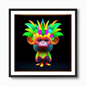 A 3d Hd Colorful Creature On A Black Background 1 Art Print