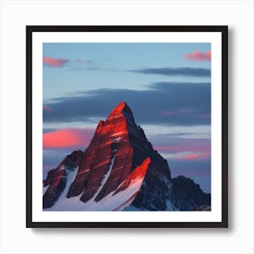 sky red and blue sunset in the mountain Art Print