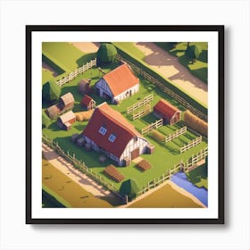 Low Poly Farm Art Print