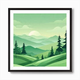 Misty mountains background in green tone 120 Art Print