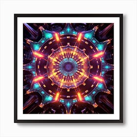 Highly Detailed Metallic Kaleidoscope Tunnel Pattern 3 Art Print