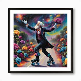 Man On Roller Skates Art Print