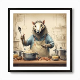 Raccoon In The Kitchen 1 Art Print