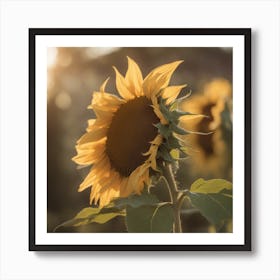 A Blooming Sunflower Blossom Tree With Petals Gently Falling In The Breeze Art Print