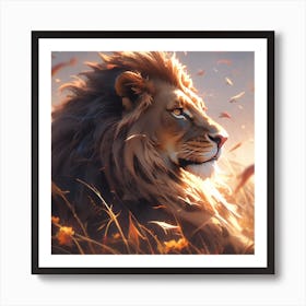 Calm majestic lion Art Print