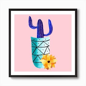 Galaxy Cactus Square Art Print