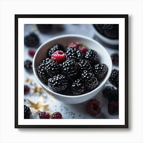 Blackberries In A Bowl Art Print