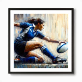 Rugby Player Kicking The Ball Art Print