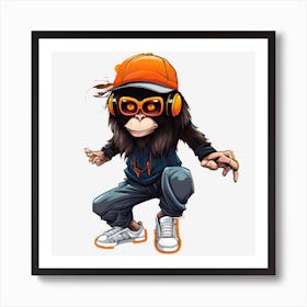 Dj Monkey Skateboarder Art Print