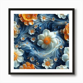 Abstract Flowers 3d Art Print