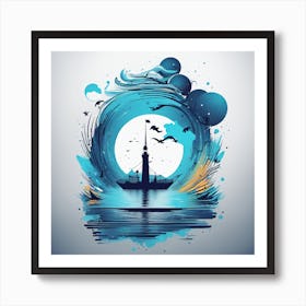 Ship In The Sea 1 Art Print