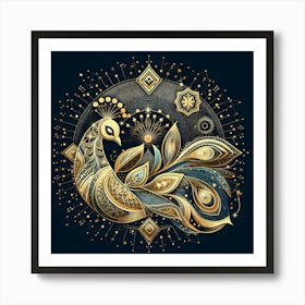 Gold Peacock Art Print