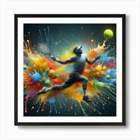 Tennis Player With Colorful Splashes Art Print