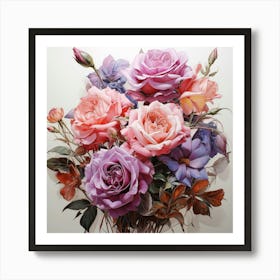 Roses In A Vase 2 Art Print