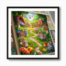 Rabbits In The Garden Art Print