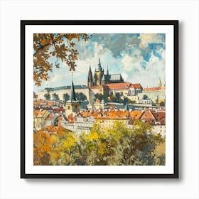 A Prague Castle In Prague Oil Painting Illustrat 1720028606 2 Poster