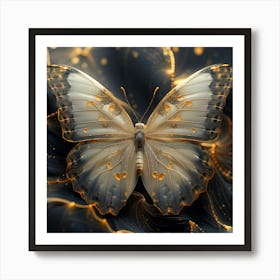 Butterfly On A Black Background Art Print