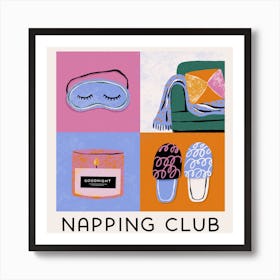 Napping Club Square Art Print