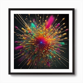 An Abstract Color Explosion 1, that bursts with vibrant hues and creates an uplifting atmosphere. Generated with AI,Art style_Forestpunk,CFG Scale_3,Step Scale_50. Art Print